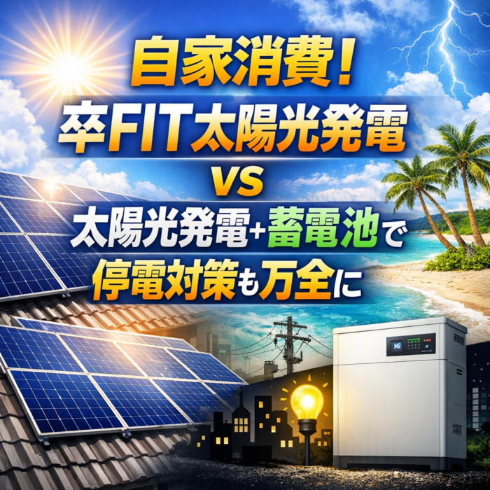 沖縄県で自家消費！卒FIT太陽光発電ｖｓ太陽光発電＋蓄電池で停電対策も万全に
